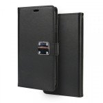 Wholesale Multi Pockets Folio Flip Leather Wallet Case with Strap for Samsung Galaxy S21 Plus 5G (Black)